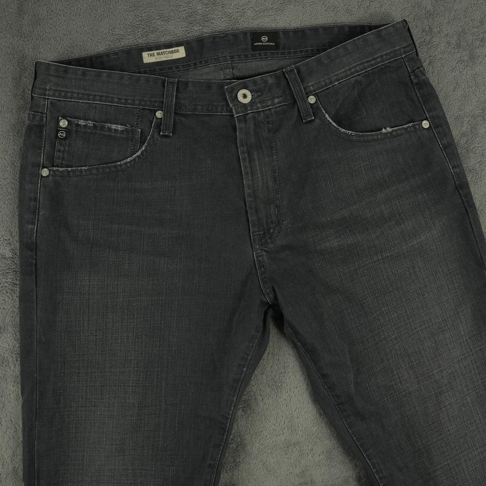 AG Adriano Goldschmied The Matchbox Jeans Mens 36x34 (36x35) Black Slim Straight